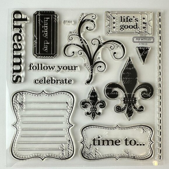 My Acrylix Sentiments Fleur De Lis Stamps d1495 - Picture 1 of 2